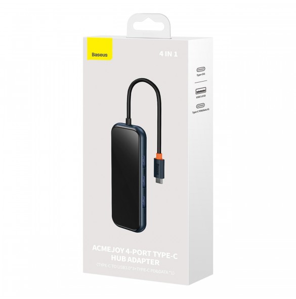 Baseus AcmeJoy HUB 4-portar (USB-C till 1x USB-C PD&Data/3x USB3.0) mörkgrå (WKJZ010013)