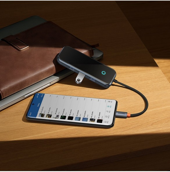 Baseus AcmeJoy HUB 4-portar (USB-C till 1x USB-C PD&Data/3x USB3.0) mörkgrå (WKJZ010013)