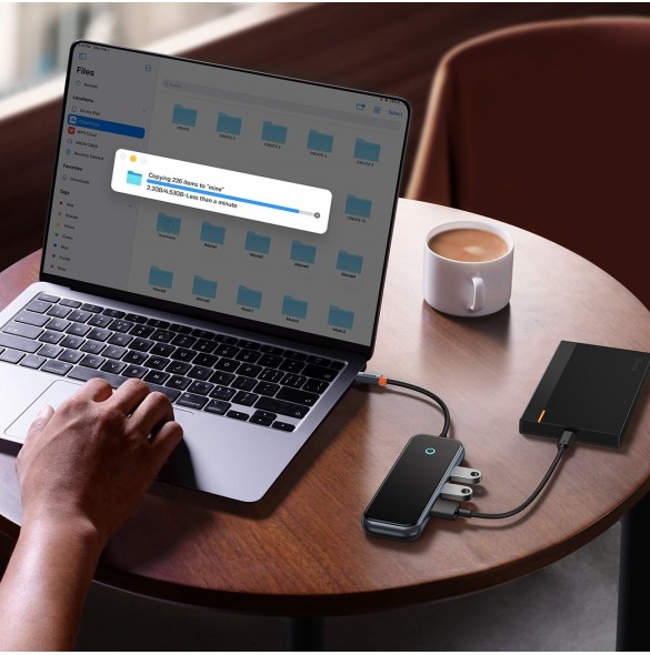 Baseus AcmeJoy HUB 4-portar (USB-C till 1x USB-C PD&Data/3x USB3.0) mörkgrå (WKJZ010013)