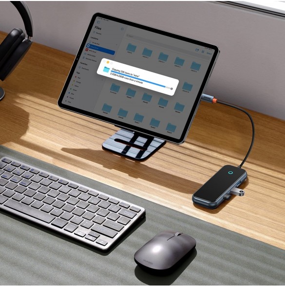 Baseus AcmeJoy HUB 4-portar (USB-C till 1x USB-C PD&Data/3x USB3.0) mörkgrå (WKJZ010013)