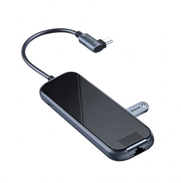 Baseus-adapter HUB USB Typ C till 3x USB 3.0 / HDMI 4K / RJ45 / USB Typ C PD-adapter för MacBook / PC grå (CAHUB-DZ0G)
