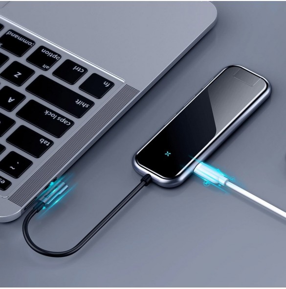 Baseus-adapter HUB USB Typ C till 3x USB 3.0 / HDMI 4K / RJ45 / USB Typ C PD-adapter för MacBook / PC grå (CAHUB-DZ0G)
