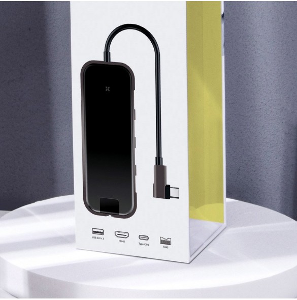 Baseus-adapter HUB USB Typ C till 3x USB 3.0 / HDMI 4K / RJ45 / USB Typ C PD-adapter för MacBook / PC grå (CAHUB-DZ0G)