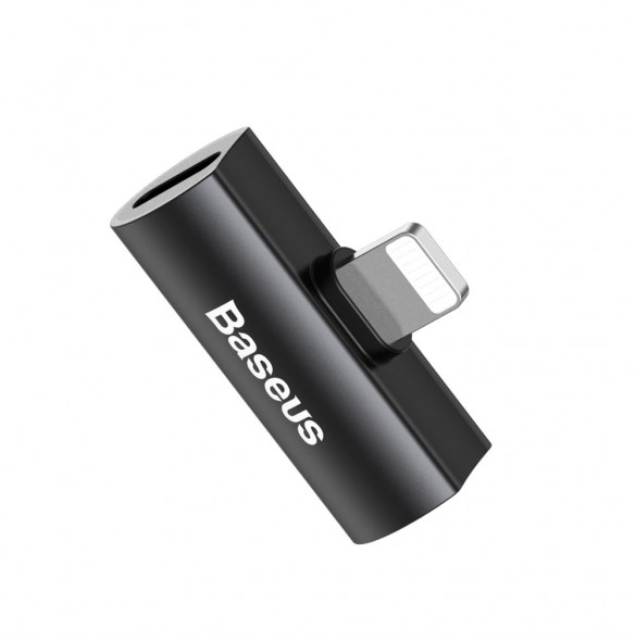 Baseus Audio Converter L46 Adapter från Lightning till 2x Lightning-port (hona) svart (CAL46-01)