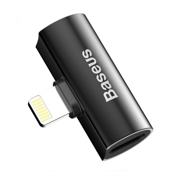 Baseus Audio Converter L46 Adapter från Lightning till 2x Lightning-port (hona) svart (CAL46-01)