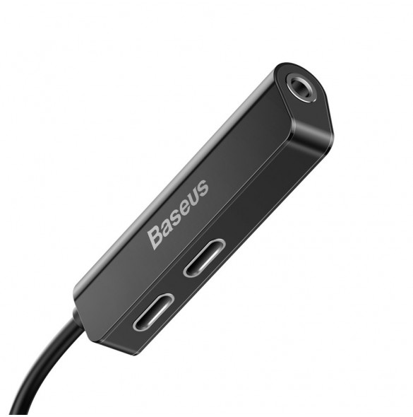 Baseus Audio Converter L52-adapter Lightning till 2x Lightning + minijack 3,5 mm svart (CALL52-01)