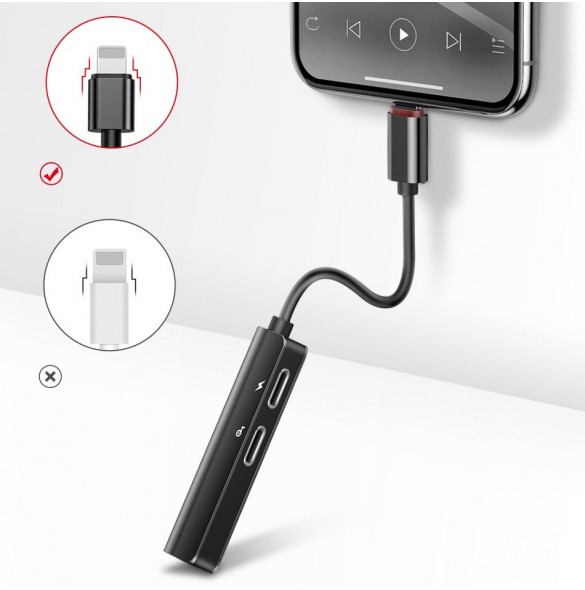 Baseus Audio Converter L52-adapter Lightning till 2x Lightning + minijack 3,5 mm svart (CALL52-01)
