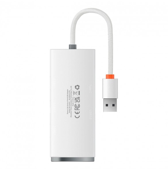 Baseus Lite-serien multifunktionell HUB 4in1 USB - 4x USB 3.2 gen. 1 25 cm vit (WKQX030002)