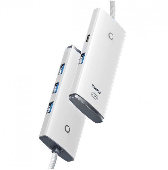 Baseus Lite-serien multifunktionell HUB 4in1 USB - 4x USB 3.2 gen. 1 25 cm vit (WKQX030002)