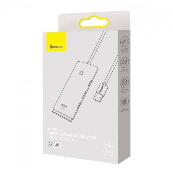 Baseus Lite-serien multifunktionell HUB 4in1 USB - 4x USB 3.2 gen. 1 25 cm vit (WKQX030002)