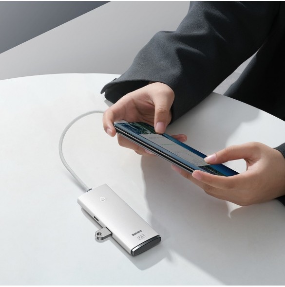 Baseus Lite-serien multifunktionell HUB 4in1 USB - 4x USB 3.2 gen. 1 25 cm vit (WKQX030002)