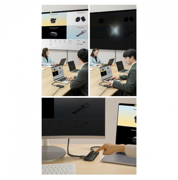Baseus Lite-serien multifunktionell HUB USB Typ C - 2 x USB 3.0 / USB Typ C / HDMI 1,4 / SD / TF svart (WKQX050001)