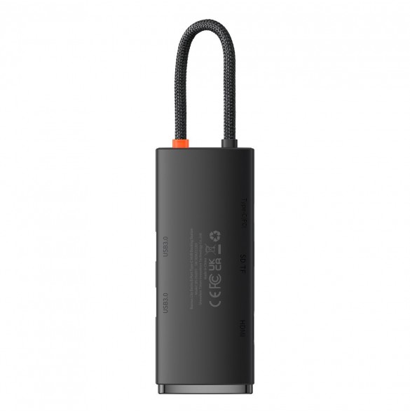 Baseus Lite-serien multifunktionell HUB USB Typ C - 2 x USB 3.0 / USB Typ C PD / HDMI 1,4 / SD / TF svart (WKQX050101)