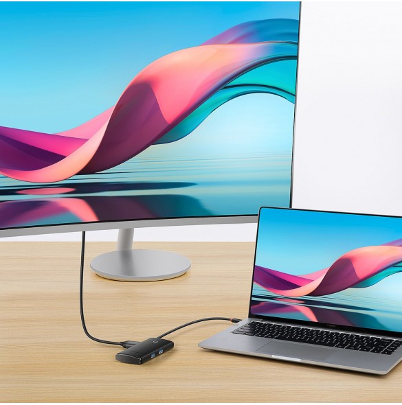 Baseus Lite-serien multifunktionell HUB USB Typ C - 2 x USB 3.0 / USB Typ C PD / HDMI 1,4 / SD / TF svart (WKQX050101)