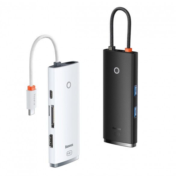 Baseus Lite-serien multifunktionell HUB USB Typ C - 2 x USB 3.0 / USB Typ C PD / HDMI 1,4 / SD / TF svart (WKQX050101)