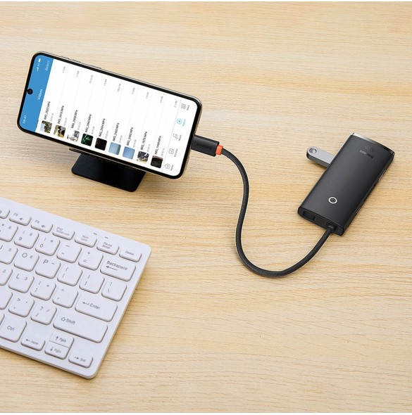 Baseus Lite-serien multifunktionell HUB USB Typ C - 2 x USB 3.0 / USB Typ C PD / HDMI 1,4 / SD / TF svart (WKQX050101)
