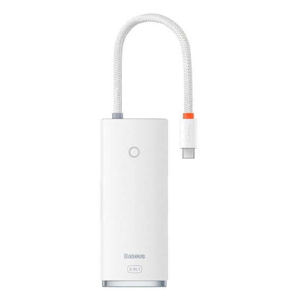 Baseus Lite-serien multifunktionell HUB USB Typ C - 2 x USB 3.0 / USB Typ C PD / HDMI 1,4 / SD / TF vit (WKQX050102)