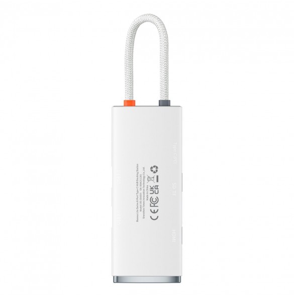 Baseus Lite-serien multifunktionell HUB USB Typ C - 2 x USB 3.0 / USB Typ C PD / HDMI 1,4 / SD / TF vit (WKQX050102)
