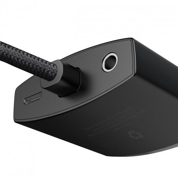 Baseus Lite Series pluggadapter HDMI till VGA + minijack 3,5 mm / micro USB strömförsörjning svart (WKQX010101)