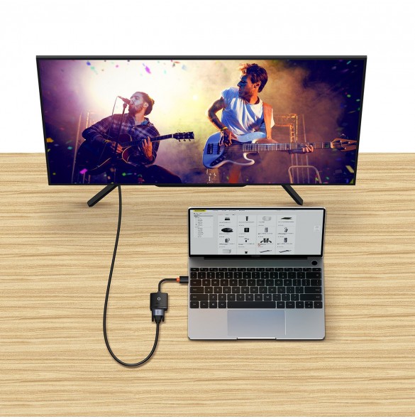 Baseus Lite Series pluggadapter HDMI till VGA + minijack 3,5 mm / micro USB strömförsörjning svart (WKQX010101)