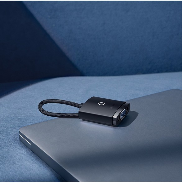 Baseus Lite Series pluggadapter HDMI till VGA + minijack 3,5 mm / micro USB strömförsörjning svart (WKQX010101)