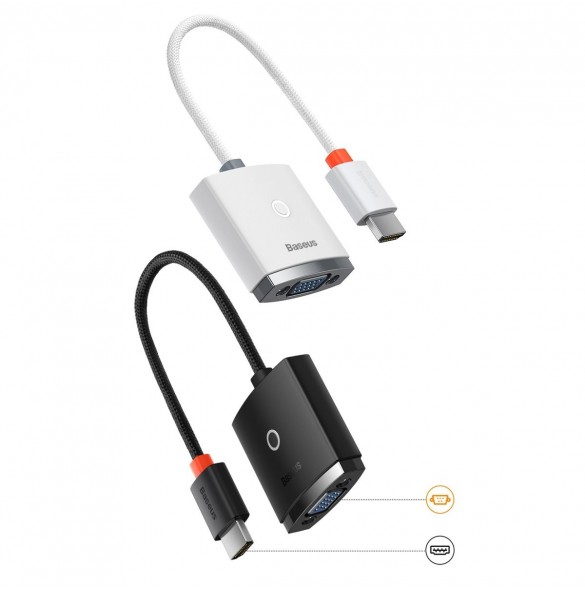 Baseus Lite Series pluggadapter HDMI till VGA + minijack 3,5 mm / micro USB strömförsörjning svart (WKQX010101)