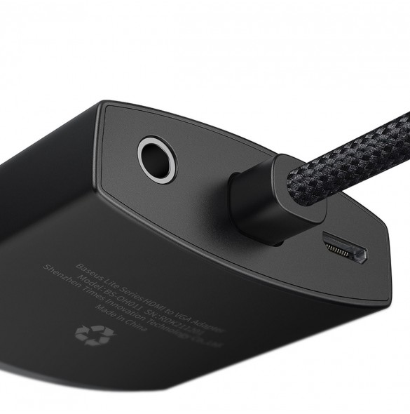 Baseus Lite Series pluggadapter HDMI till VGA + minijack 3,5 mm / micro USB strömförsörjning vit (WKQX010102)