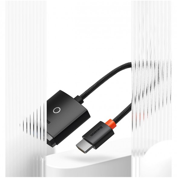 Baseus Lite Series pluggadapter HDMI till VGA + minijack 3,5 mm / micro USB strömförsörjning vit (WKQX010102)
