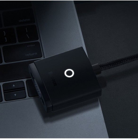 Baseus Lite Series pluggadapter HDMI till VGA + minijack 3,5 mm / micro USB strömförsörjning vit (WKQX010102)