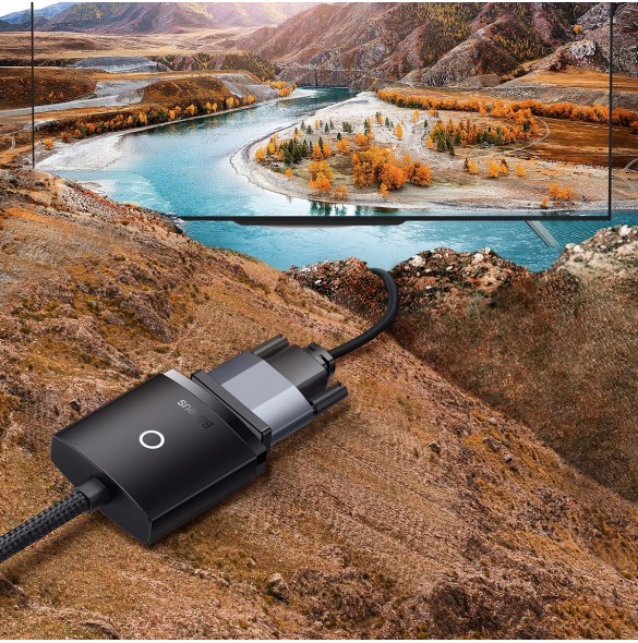 Baseus Lite-serien Plugg HDMI till VGA-adapter Svart (WKQX010001)