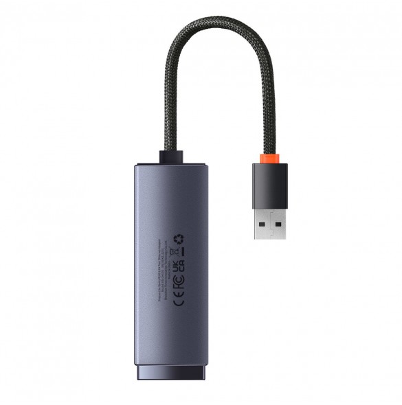 Baseus Lite Series USB-adapter - RJ45 LAN-uttag 100 Mbps grå (WKQX000013)