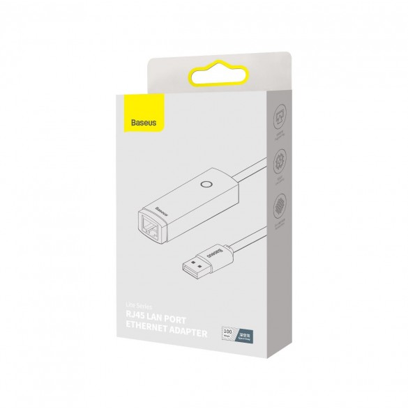 Baseus Lite Series USB-adapter - RJ45 LAN-uttag 100 Mbps grå (WKQX000013)