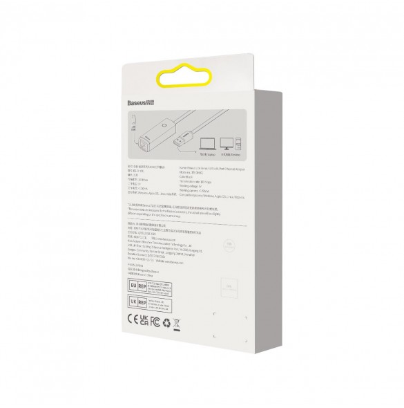 Baseus Lite Series USB-adapter - RJ45 LAN-uttag 100 Mbps grå (WKQX000013)