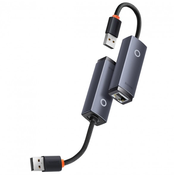 Baseus Lite Series USB-adapter - RJ45 LAN-uttag 100 Mbps grå (WKQX000013)