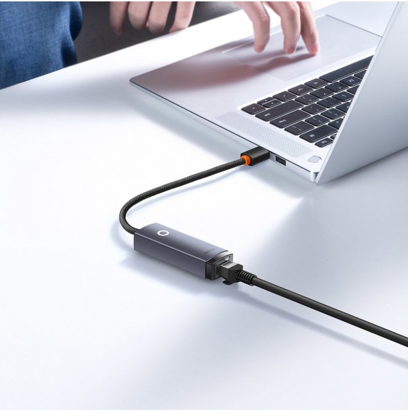 Baseus Lite Series USB-adapter - RJ45 LAN-uttag 100 Mbps grå (WKQX000013)