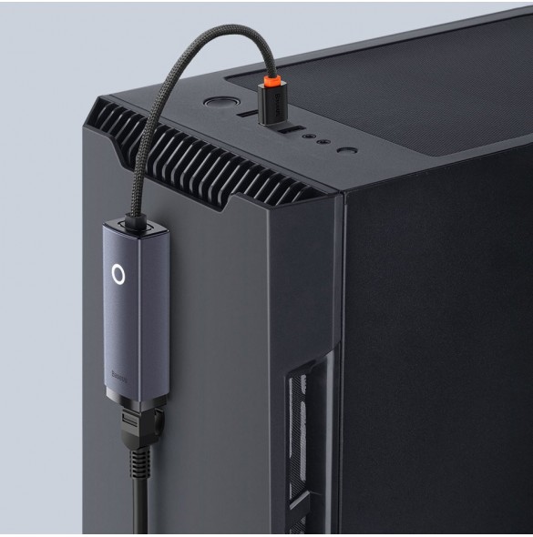 Baseus Lite Series USB-adapter - RJ45 LAN-uttag 100 Mbps grå (WKQX000013)