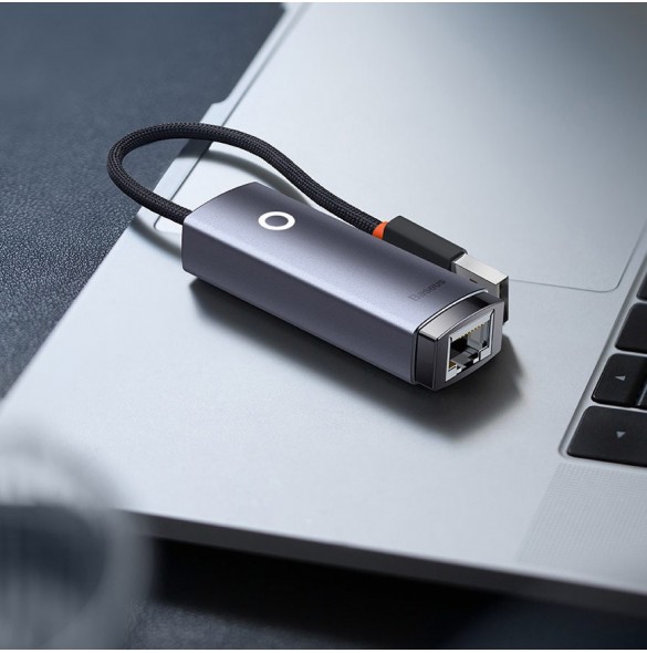 Baseus Lite Series USB-adapter - RJ45 LAN-uttag 100 Mbps grå (WKQX000013)