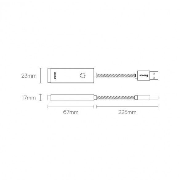 Baseus Lite Series USB-adapter - RJ45 LAN-uttag 100 Mbps grå (WKQX000013)
