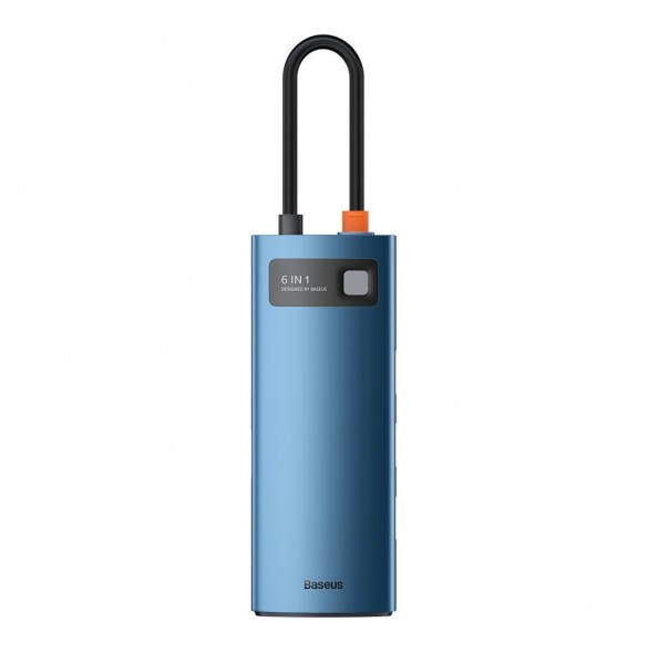 Baseus Metal Gleam 6in1 multifunktionell USB Typ C-hub - USB Typ C Strömförsörjning 100W / HDMI 4K 30Hz / 3x USB 3.2 Gen 1 / RJ4