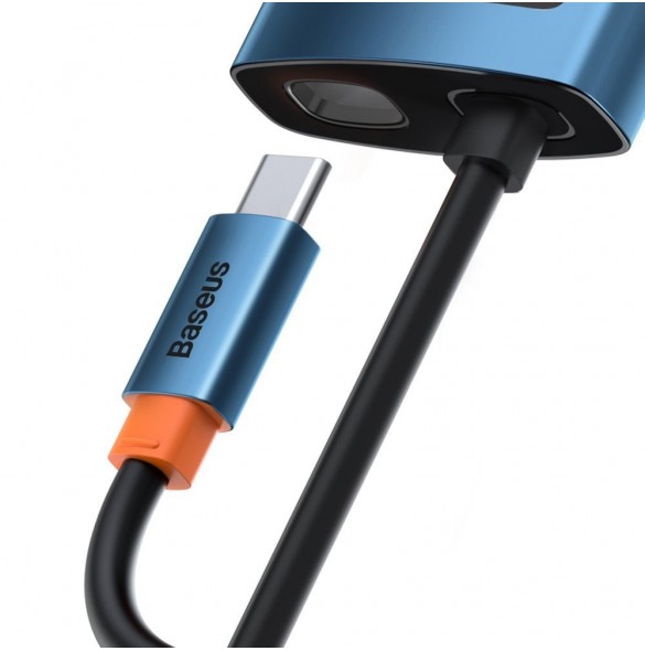 Baseus Metal Gleam 6in1 multifunktionell USB Typ C-hub - USB Typ C Strömförsörjning 100W / HDMI 4K 30Hz / 3x USB 3.2 Gen 1 / RJ4
