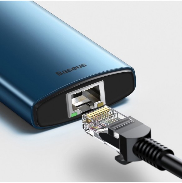 Baseus Metal Gleam 6in1 multifunktionell USB Typ C-hub - USB Typ C Strömförsörjning 100W / HDMI 4K 30Hz / 3x USB 3.2 Gen 1 / RJ4