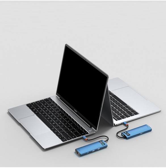 Baseus Metal Gleam 6in1 multifunktionell USB Typ C-hub - USB Typ C Strömförsörjning 100W / HDMI 4K 30Hz / 3x USB 3.2 Gen 1 / RJ4