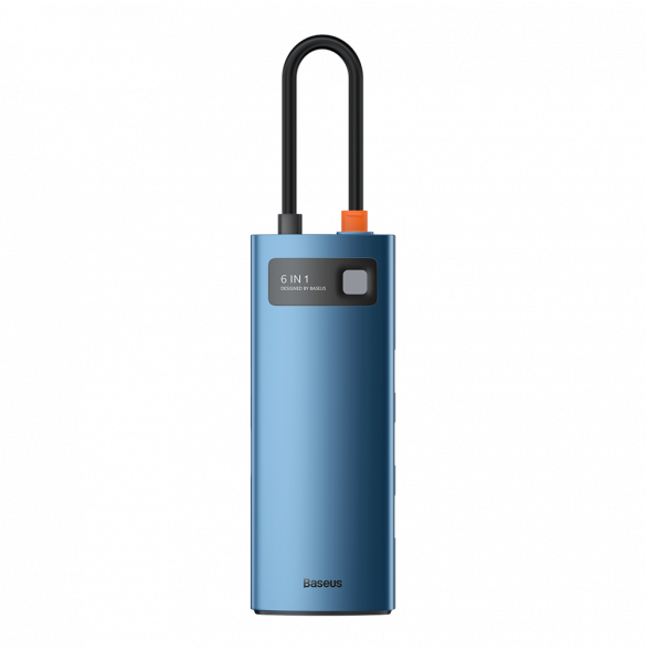 Baseus Metal Gleam 6in1 multifunktionell USB Typ C-hub - USB Typ C Strömförsörjning 100W / HDMI 4K 30Hz / 3x USB 3.2 Gen 1 / RJ4