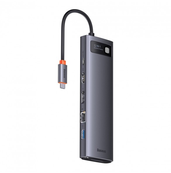 Baseus Metal Gleam multifunktionell HUB USB Typ C 12in1 HDMI / DP / USB Typ C / minijack 3,5 mm / RJ45 / SD (WKWG020213)