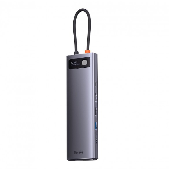 Baseus Metal Gleam multifunktionell HUB USB Typ C 12in1 HDMI / DP / USB Typ C / minijack 3,5 mm / RJ45 / SD (WKWG020213)