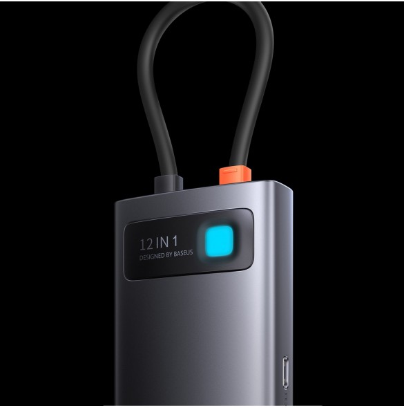 Baseus Metal Gleam multifunktionell HUB USB Typ C 12in1 HDMI / DP / USB Typ C / minijack 3,5 mm / RJ45 / SD (WKWG020213)