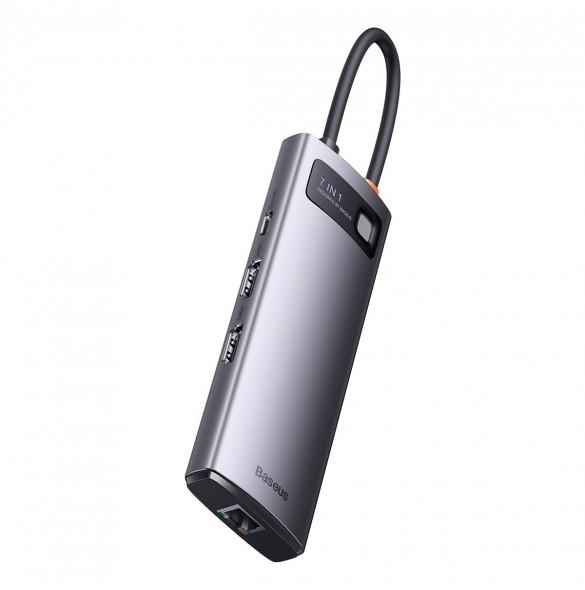 Baseus Metal Gleam Series 7-i-1 USB Typ C HUB dockningsstation - 2 x HDMI / 3 x USB 3.2 Gen. 1 / 1 x Strömförsörjning / 1 x RJ-4