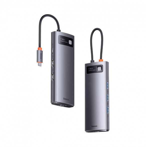 Baseus Metal Gleam Series 7-i-1 USB Typ C HUB dockningsstation - 2 x HDMI / 3 x USB 3.2 Gen. 1 / 1 x Strömförsörjning / 1 x RJ-4
