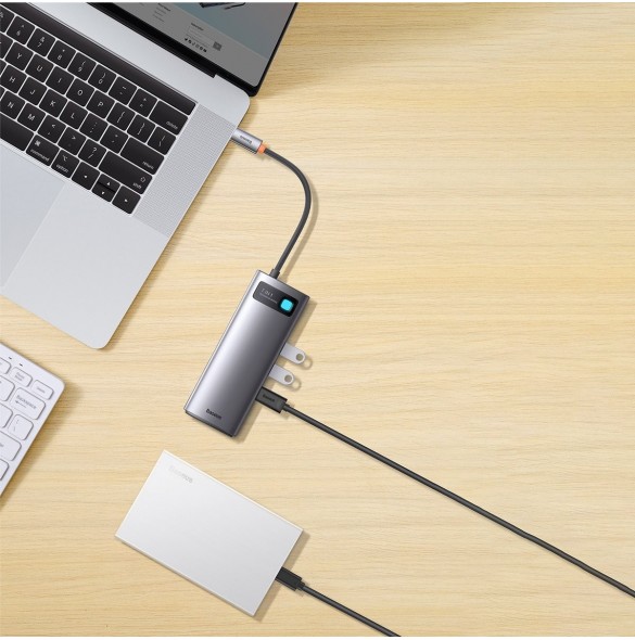 Baseus Metal Gleam Series 7-i-1 USB Typ C HUB dockningsstation - 2 x HDMI / 3 x USB 3.2 Gen. 1 / 1 x Strömförsörjning / 1 x RJ-4