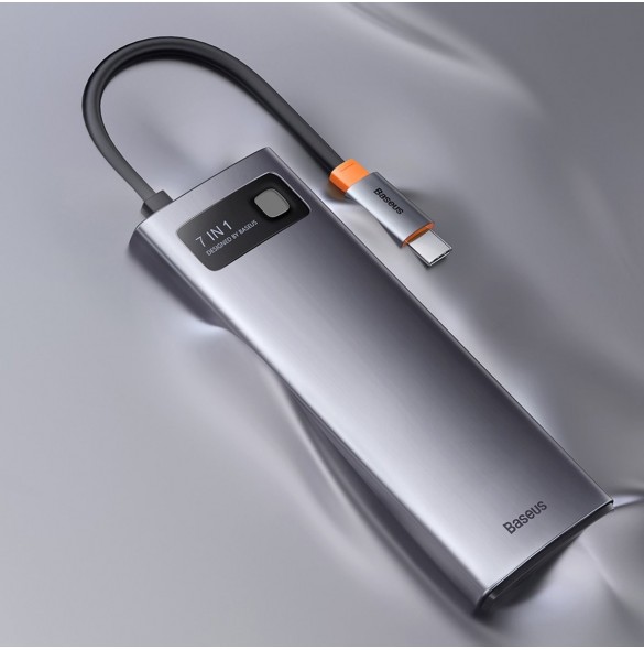 Baseus Metal Gleam Series 7-i-1 USB Typ C HUB dockningsstation - 2 x HDMI / 3 x USB 3.2 Gen. 1 / 1 x Strömförsörjning / 1 x RJ-4
